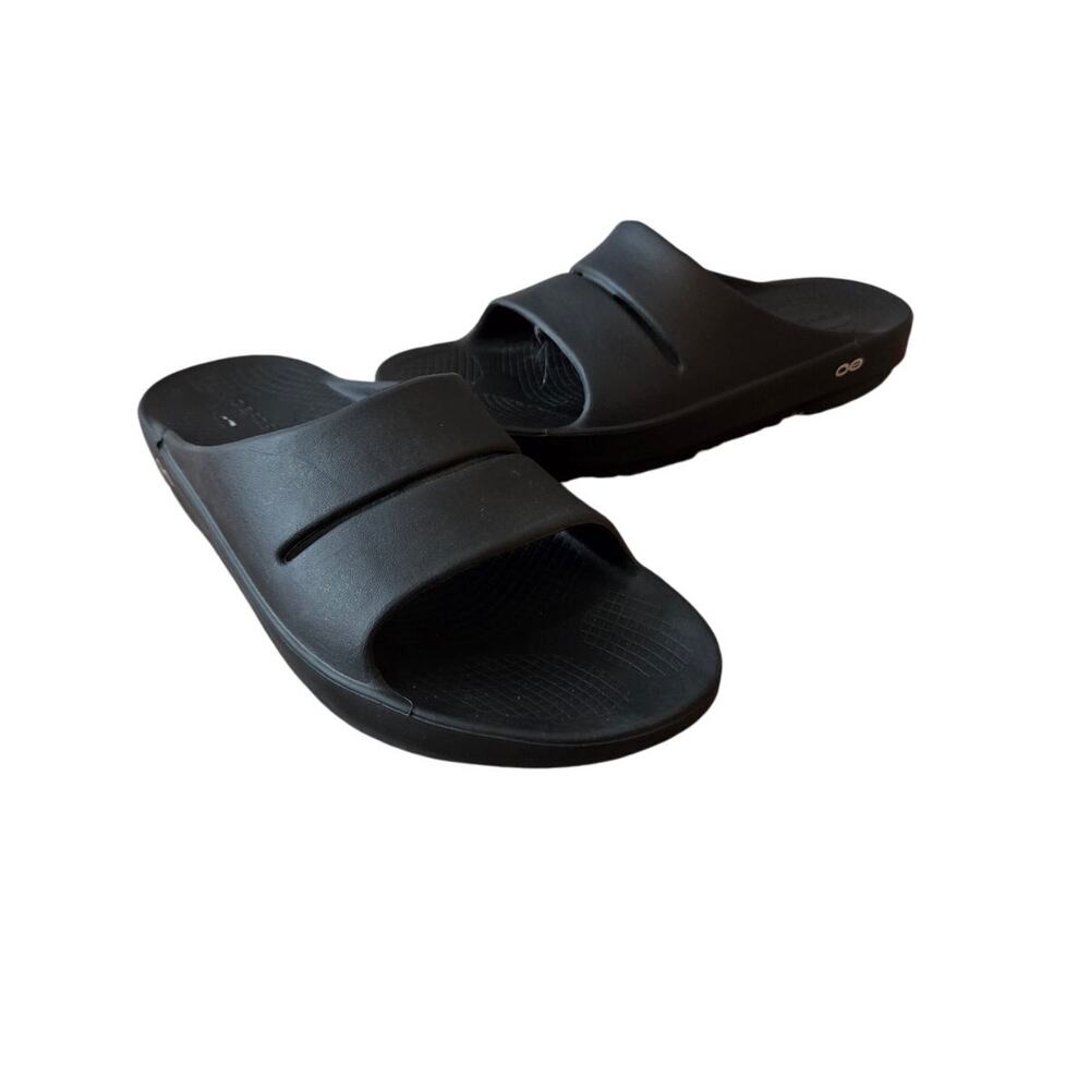 Oofos ooahh sport flex slides black sandals comfort recovery unisex W 11 M 9
